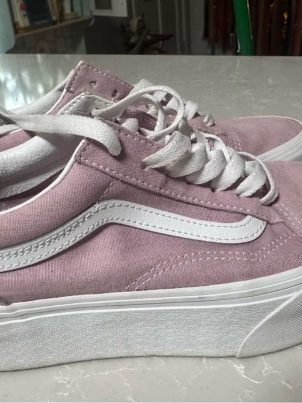 Vans Pink Canvas Platform Sneakers with White Stripe